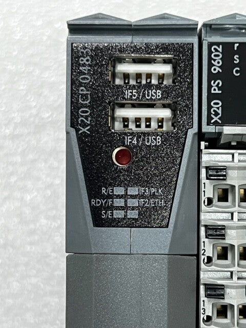 B&R X20CP0483 Rev D0 PLC with X20 PS9062 DI9372 DO9321 PS2100 DO9321 I/O Modules