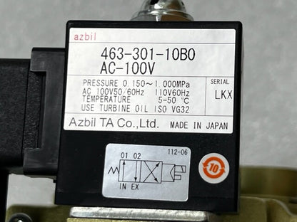 Azbil TA Co. 463-301-10B0 AC100V Rc3/8 Port Solenoid Valve New