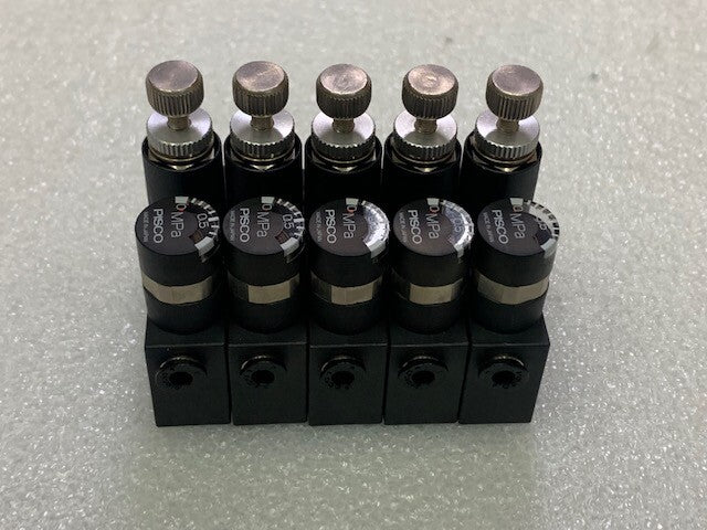 Lot of 5 Pcs - Pisco RUM4-4 Miniature Air Pressure Regulator with Gauge Used