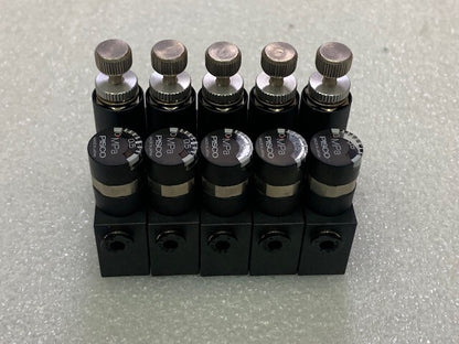 Lot of 5 Pcs - Pisco RUM4-4 Miniature Air Pressure Regulator with Gauge Used
