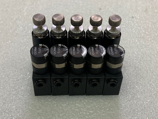Lot of 5 Pcs - Pisco RUM4-4 Miniature Air Pressure Regulator with Gauge Used
