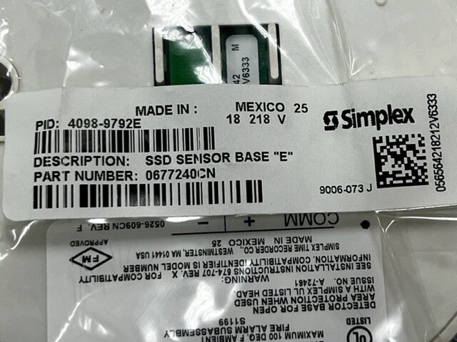Simplex 4098-9792E Smoke Detector Base For Open Area Protection- White Brand New
