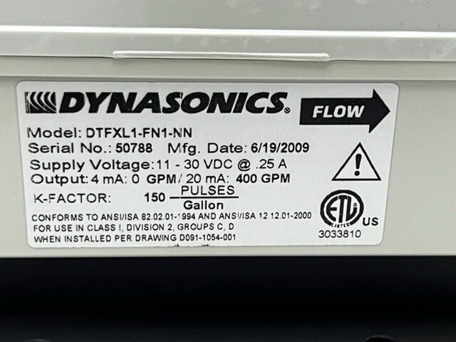Dynasonics DTFXL1-FN1-NN Transit Time Flow Meter New