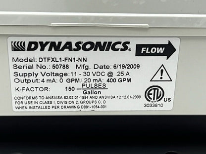 Dynasonics DTFXL1-FN1-NN Transit Time Flow Meter New