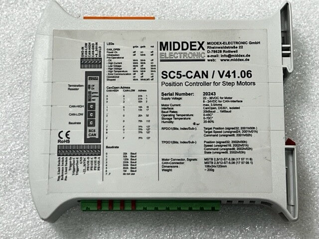 Middex Electronic SC5-CAN / V41.06 Position Controller for Step Motors Used