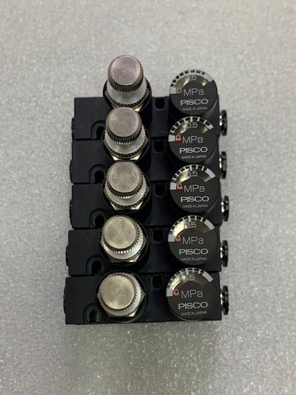 Lot of 5 Pcs - Pisco RUM4-4 Miniature Air Pressure Regulator with Gauge Used
