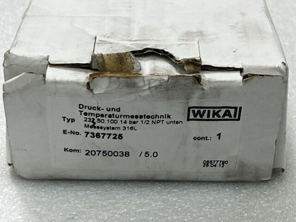 Wika 232.50.100 14 bar 1/2 NPT 316L Pressure Gauge New