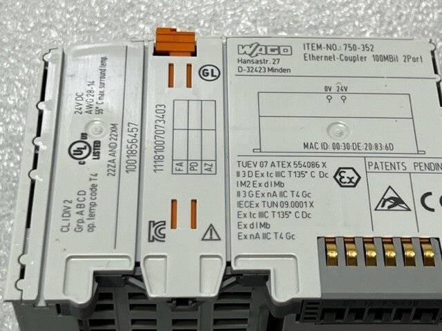 Wago 750-352 PLC Fieldbus EtherNet Coupler Module Used