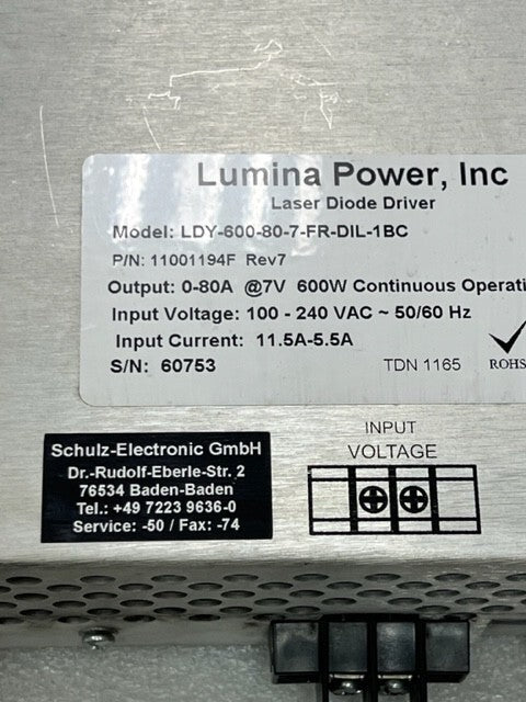 Lumina Power LDY-600-80-7-FR-DIL-1BC Laser Diode Driver Used