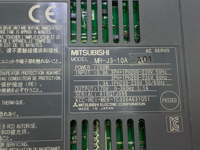 Mitsubishi Electric MR-J3-10A 100W AC Servo Drive Amplifier Used