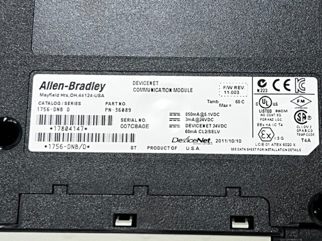 1756-DNB/D ControlLogix DeviceNet Communication Module Used
