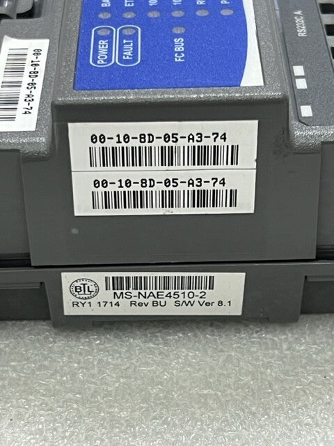 Johnson Controls Metasys NAE MS-NAE4510-2 Rev BU Ver 8.1 Controller New