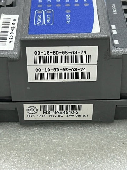 Johnson Controls Metasys NAE MS-NAE4510-2 Rev BU Ver 8.1 Controller New