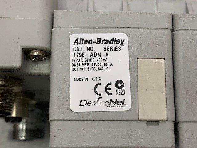 1798 FlexArmor DeviceNet Baseplate, Field Termination Plug and I/O Modules Used