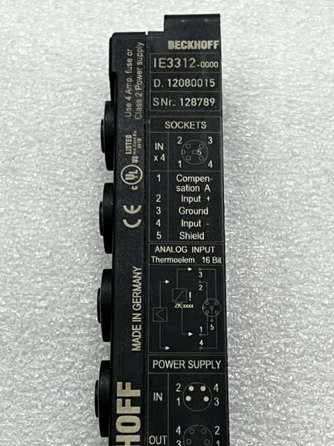 Beckhoff IE3312-0000 4 Ch Analog Input Module Used