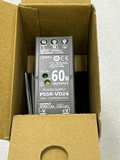 IDEC PS5R-VD24 Input 100-240VAC 50/60Hz Output 24VDC 2.5A Power Supply Unit New