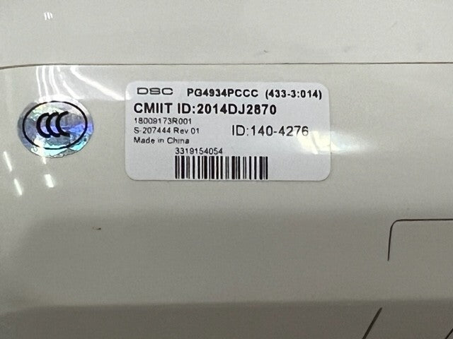 DSC PG4934PCCC (433.3:014) Wireless PIR Security Motion Detector with Camera New