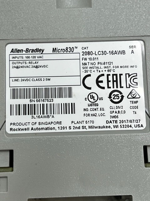 2080-LC30-16AWB Ser A Micro830 16 I/O PLC Controller New