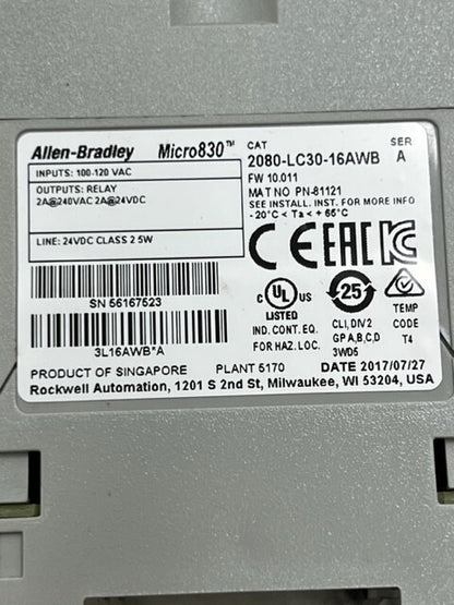 2080-LC30-16AWB Ser A Micro830 16 I/O PLC Controller New