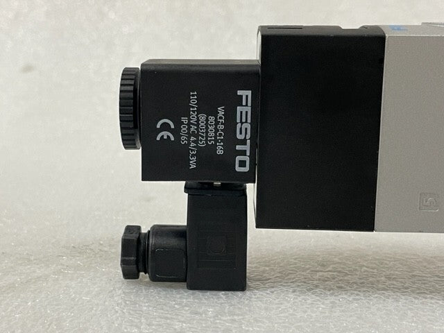 FESTO VALVE WITH 2 VACF-B-C1-16B SOLENOID COIL USED GOOD CONDITION