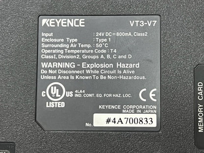 Keyence Corp VT3-V7 7 Inch VGA TFT Color Touch Screen Display Panel Used