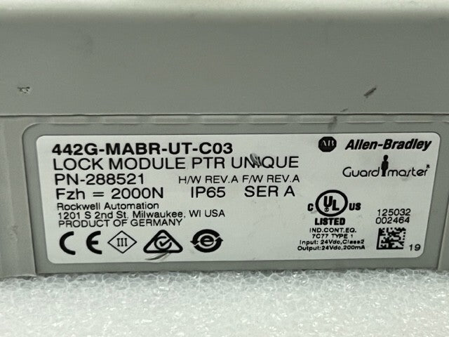AB 442G-MABR-UT-C03 Ser A IP65 Lock Module PTR UNIQUE Used
