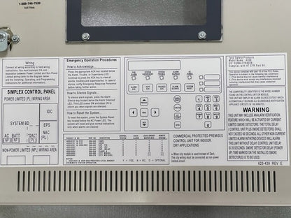 Simplex 4006-9102 Standard LifeAlarm Fire Alarm Control Panel New