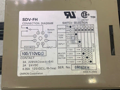 Omron SDV-FH4 Voltage Sensor Controller Input 100/110VAC Used Good Condition