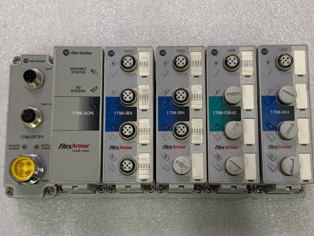 1798 FlexArmor DeviceNet Baseplate, Field Termination Plug and I/O Modules Used