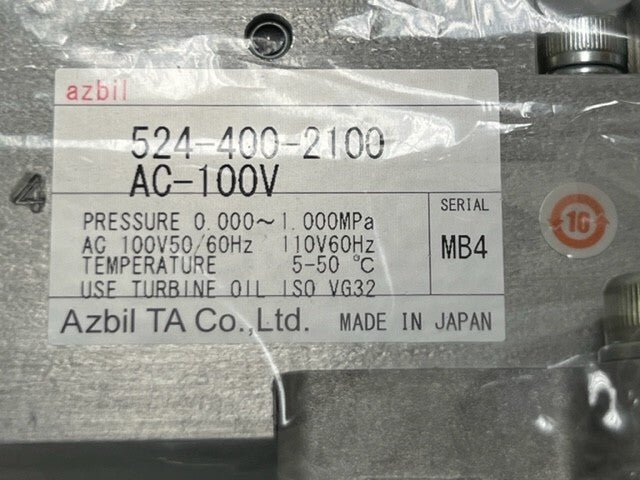 Azbil TA Co. 524-400-2100 AC100V Rc1/2 Port Solenoid Valve New