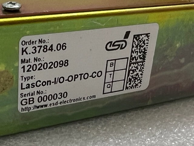 Rofin Sinar ESD Electronics Lascon-I/O-OPTO-CO K.3784.06 Laser Control Unit Used