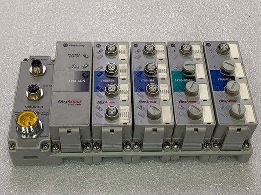 1798 FlexArmor DeviceNet Baseplate, Field Termination Plug and I/O Modules Used