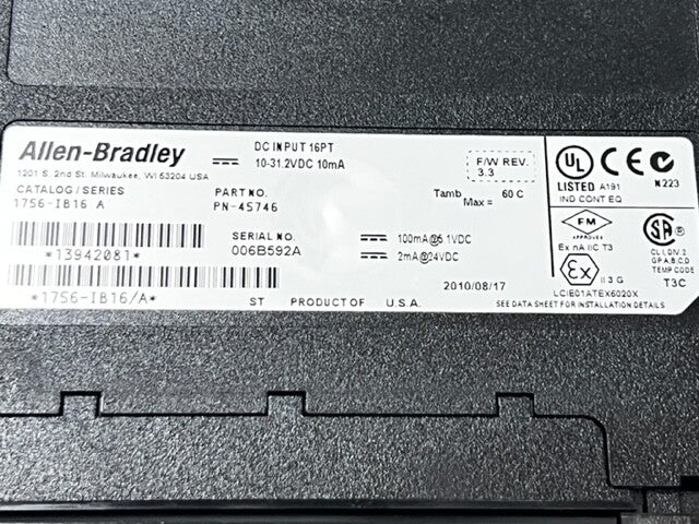 1756-IB16 SER A SLC500 ControlLogix 16 Point Digital DC Input Module Used