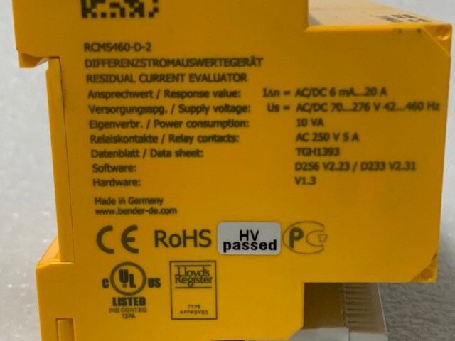 Bender RCMS460-D-2 Residual Current Evaluator Monitor Used Good Condition