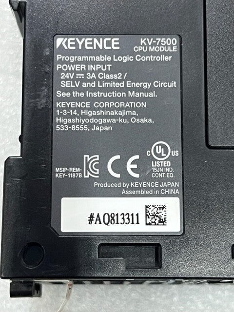 Keyence KV-7500 EtherNet /IP Realtime Programmable logic Controller Used
