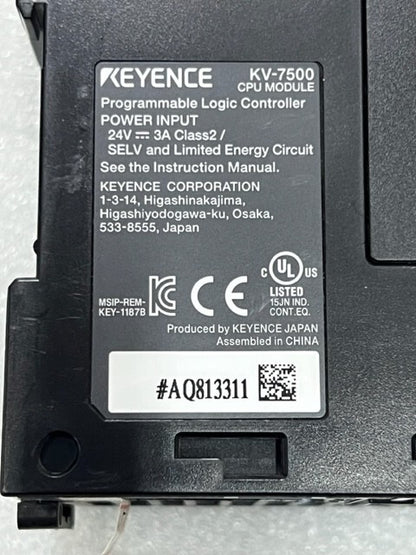 Keyence KV-7500 EtherNet /IP Realtime Programmable logic Controller Used
