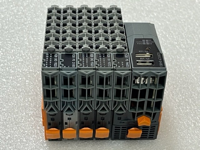 B&R X20CP0483 Rev D0 PLC with X20 PS9062 DI9372 DO9321 PS2100 DO9321 I/O Modules
