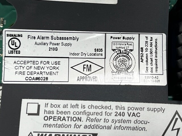 Honeywell Notifier APS2-6R Fire Alarm Auxiliary Power Supply New