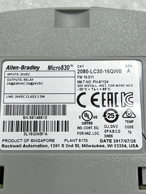 2080-LC30-16QWB Ser A Micro830 16 I/O PLC Controller New