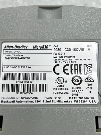2080-LC30-16QWB Ser A Micro830 16 I/O PLC Controller New
