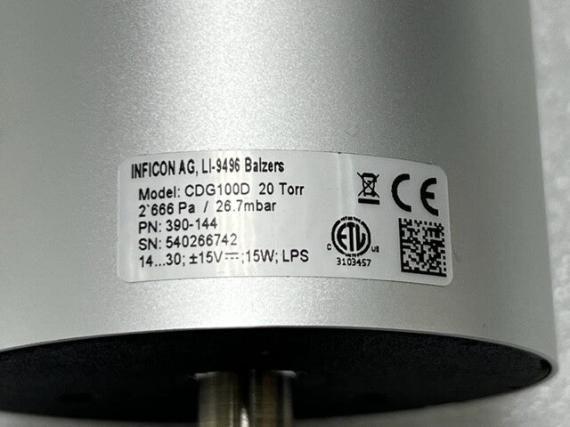 Inficon CDG100D 20 Torr 2.666Pa / 26.7mbar Capacitance Manometer New No Box