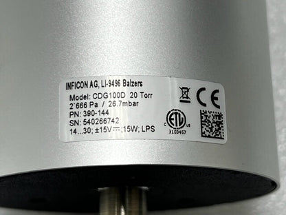 Inficon CDG100D 20 Torr 2.666Pa / 26.7mbar Capacitance Manometer New No Box