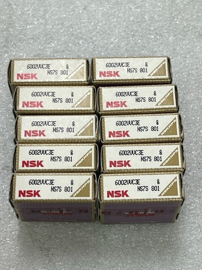 NSK 6002VVC3E Deep Groove Ball Bearing 15x32x9mm New - Lot of 10 Pcs