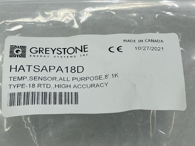 Greystone HATSAPA18D 18RTD High Accuracy All Purpose Temperature Sensor New