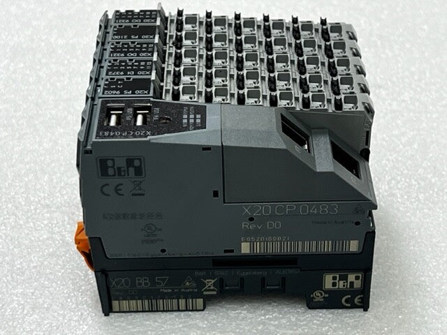 B&R X20CP0483 Rev D0 PLC with X20 PS9062 DI9372 DO9321 PS2100 DO9321 I/O Modules