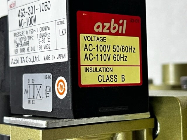 Azbil TA Co. 463-301-10B0 AC100V Rc3/8 Port Solenoid Valve New