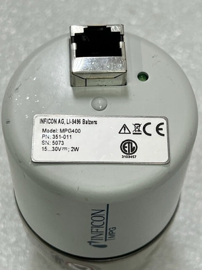 Inficon MPG400 351-011 Inverted Magnetron Pirani High Vacuum Gauge Used