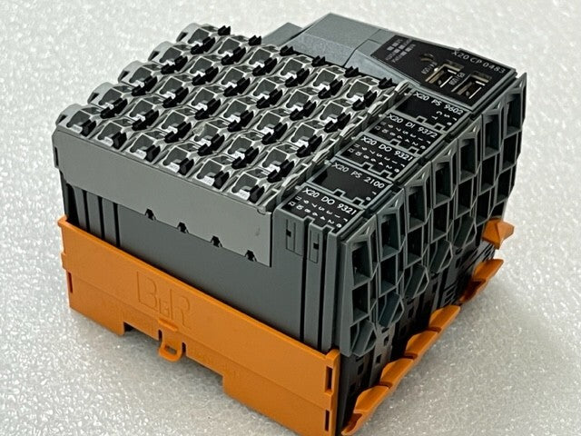 B&R X20CP0483 Rev D0 PLC with X20 PS9062 DI9372 DO9321 PS2100 DO9321 I/O Modules