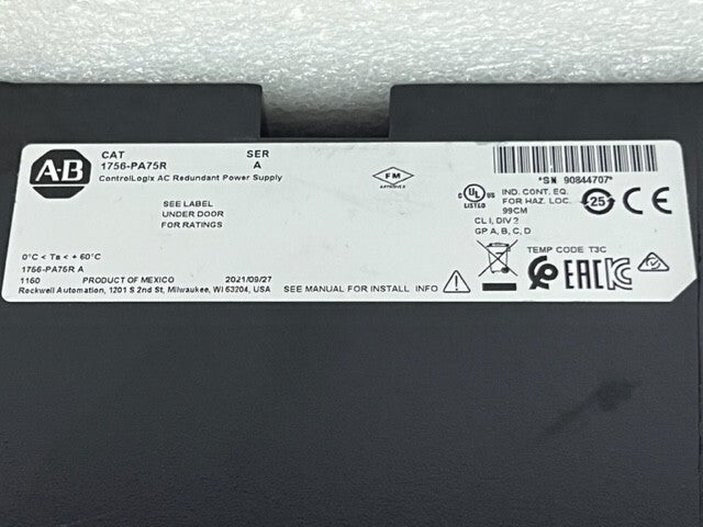 1756-PA75R Ser A ControlLogix PLC AC Redundant Power Supply Module New No Box