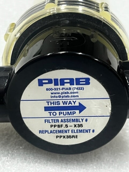 PIAB PP8F.5-X35 Filter Assembly with Filter PPX35RE Used Good Condition